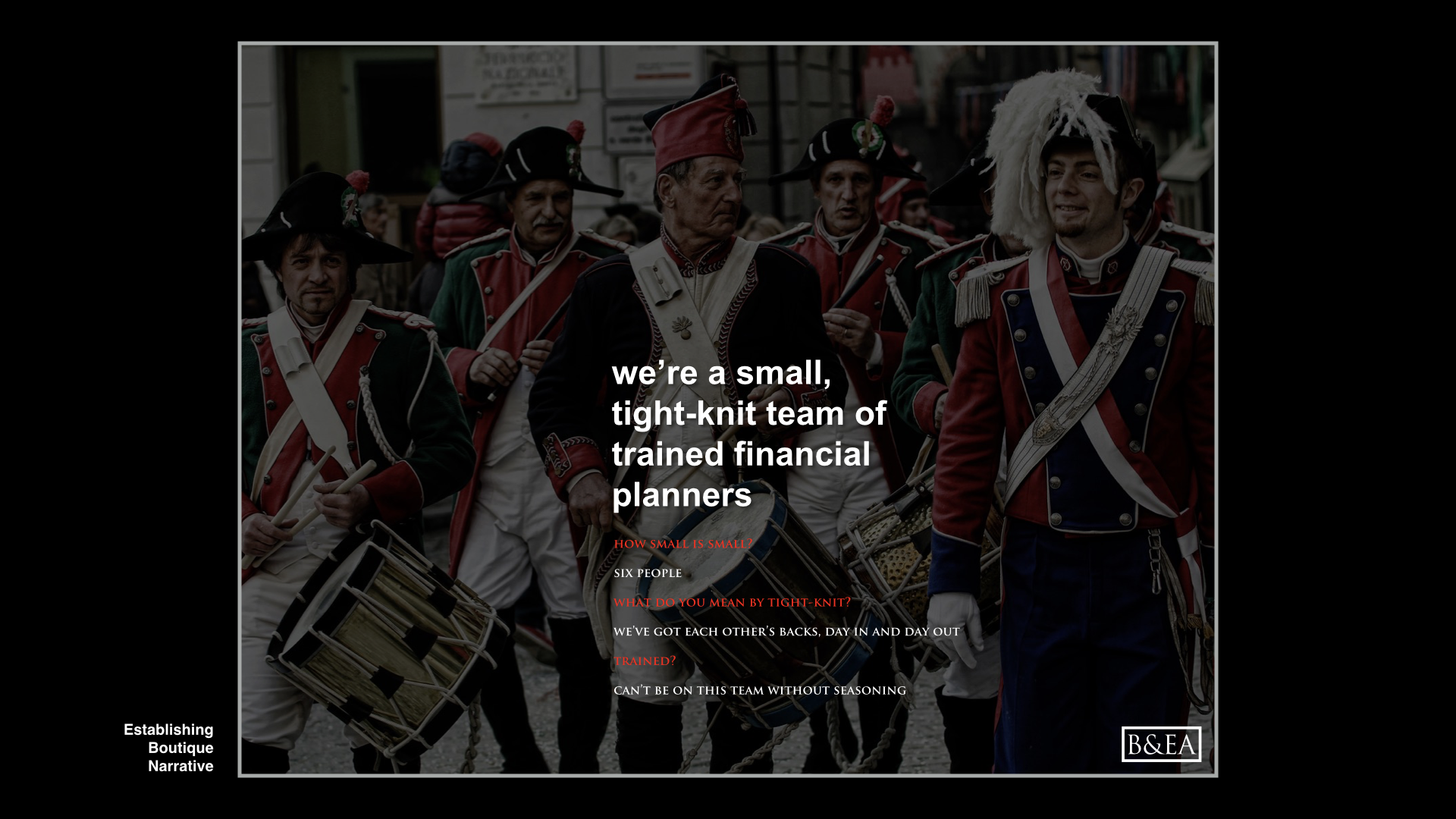 Establishing Boutique Narrative