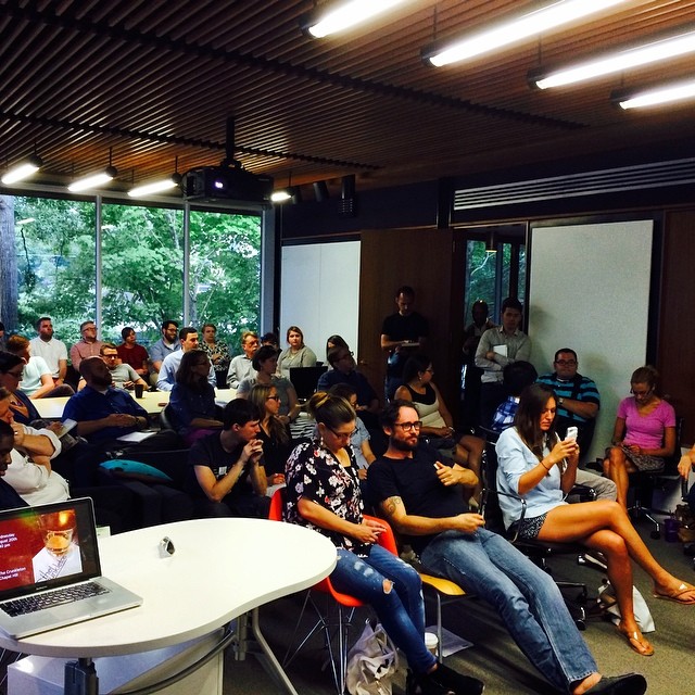 A packed back-to-school AIGA Raleigh Community Meeting, circa 2014. Photo © Laura Hamlyn.